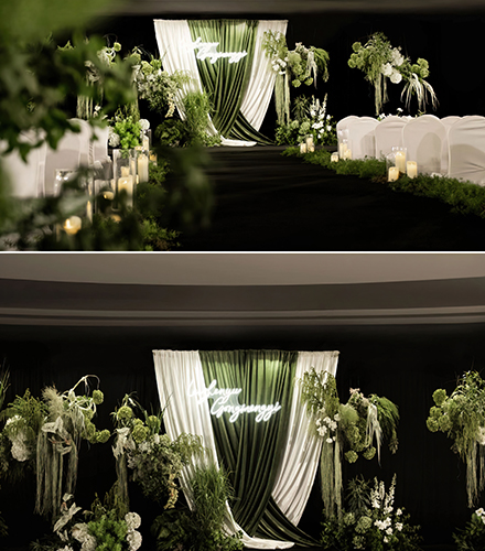 白绿色自然布幔