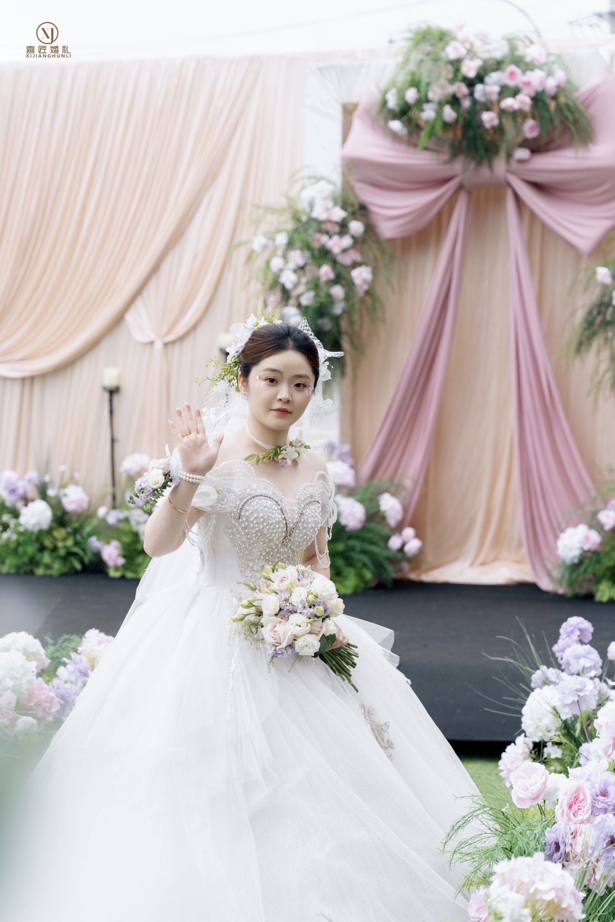 布幔自然风婚礼现场 白绿色+粉 细节图4 · 街道上也可以出效果（广安）
